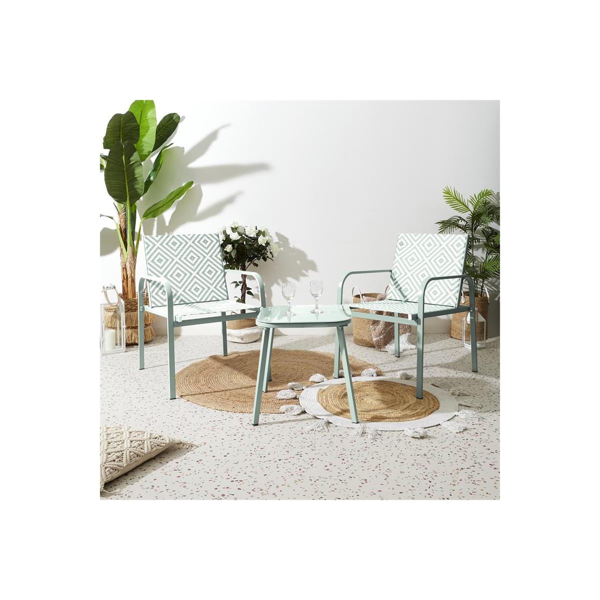 Voir la diapositive 3 : The Home Deco Factory Salon de jardin 2 places  mexico  83cm vert