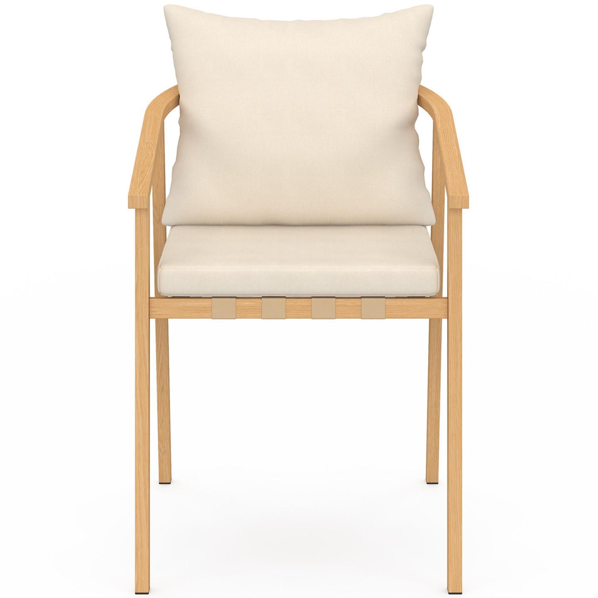 Voir la diapositive 4 : ID MARKET Salon de jardin solal table ronde 120 cm avec pied lattes en métal et 6 chaises de jardin avec lanières et coussins beiges