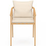 Voir la diapositive 4 : ID MARKET Salon de jardin SOLAL table ronde 120 cm avec pied lattes en métal et 6 chaises de jardin avec lanières et coussins beiges