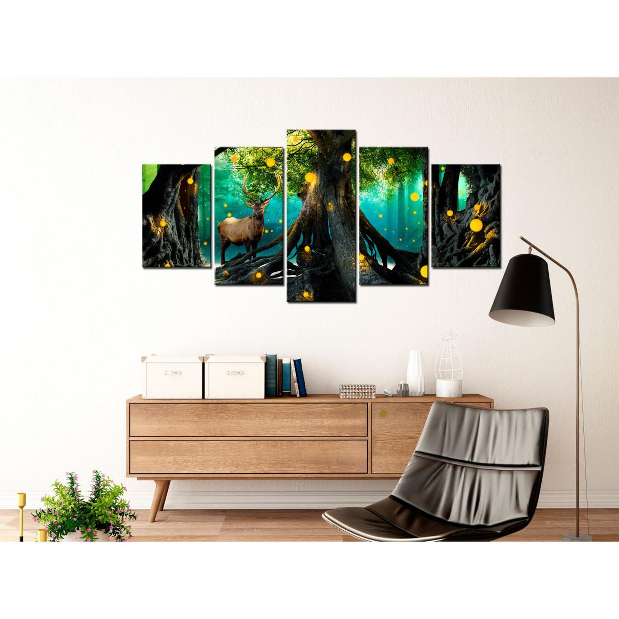 Voir la diapositive 2 : Paris Prix Tableau imprimé 5 panneaux  enchanted forest wide