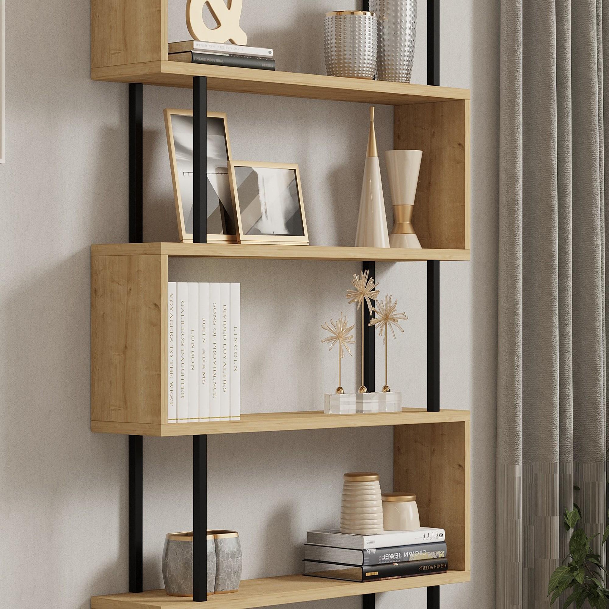 Voir la diapositive 4 : Habitat et Jardin Bibliothèque en bois  hector  - 90 x 22 x 162 cm - saphir