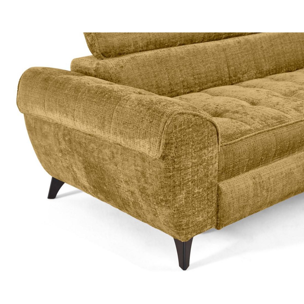 LISA DESIGN Marlo - canapé d'angle droit 5 places convertible avec coffre et têtières en velours texturé