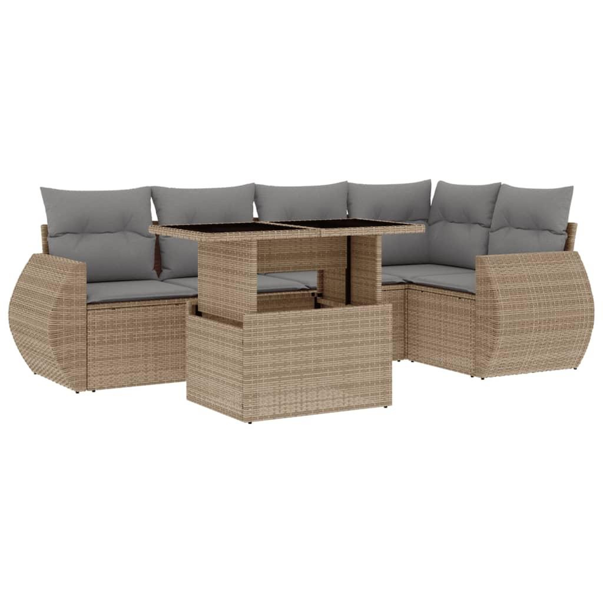 Voir la diapositive 2 : VIDAXL Salon de jardin avec coussins 6 pcs beige resine tressee