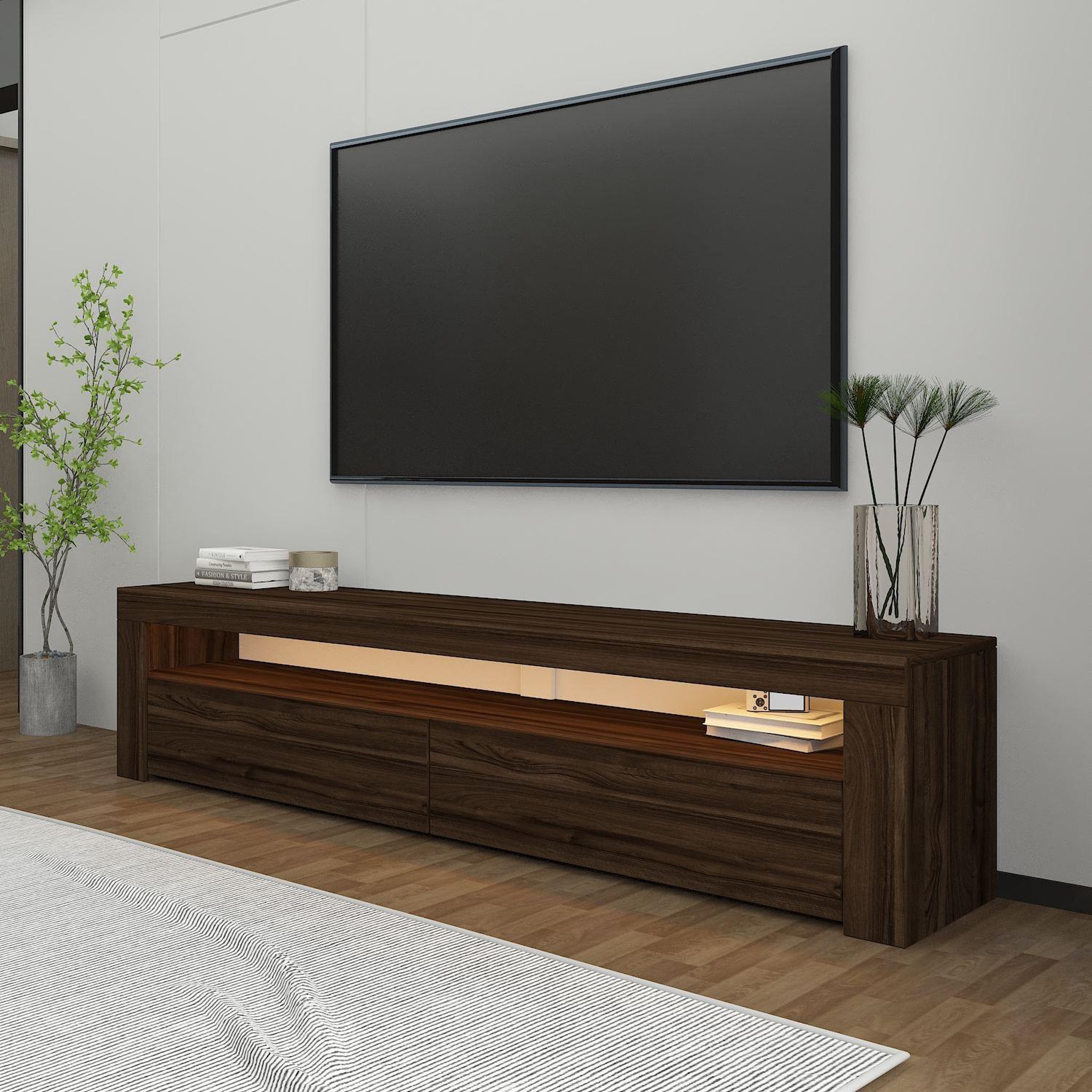 Voir la diapositive 3 : Habitat et Jardin Meuble tv en bois  bati  - 150 x 36 x 46 cm - marron