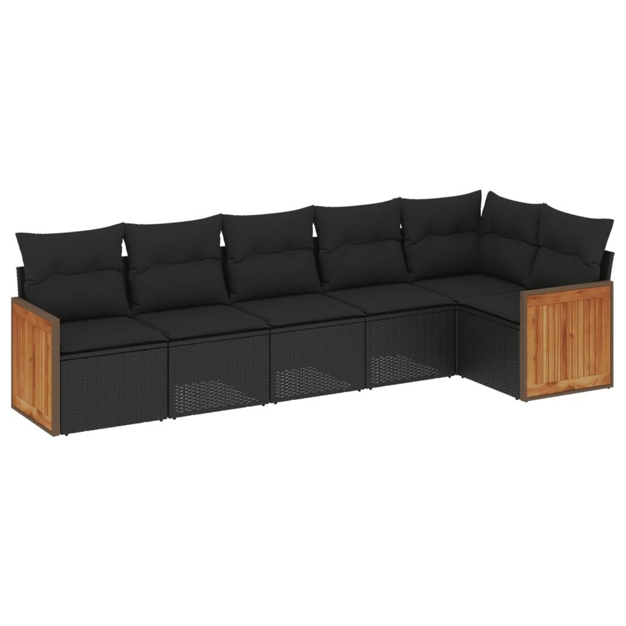 Voir la diapositive 2 : VIDAXL Salon de jardin 6 pcs avec coussins noir resine tressee
