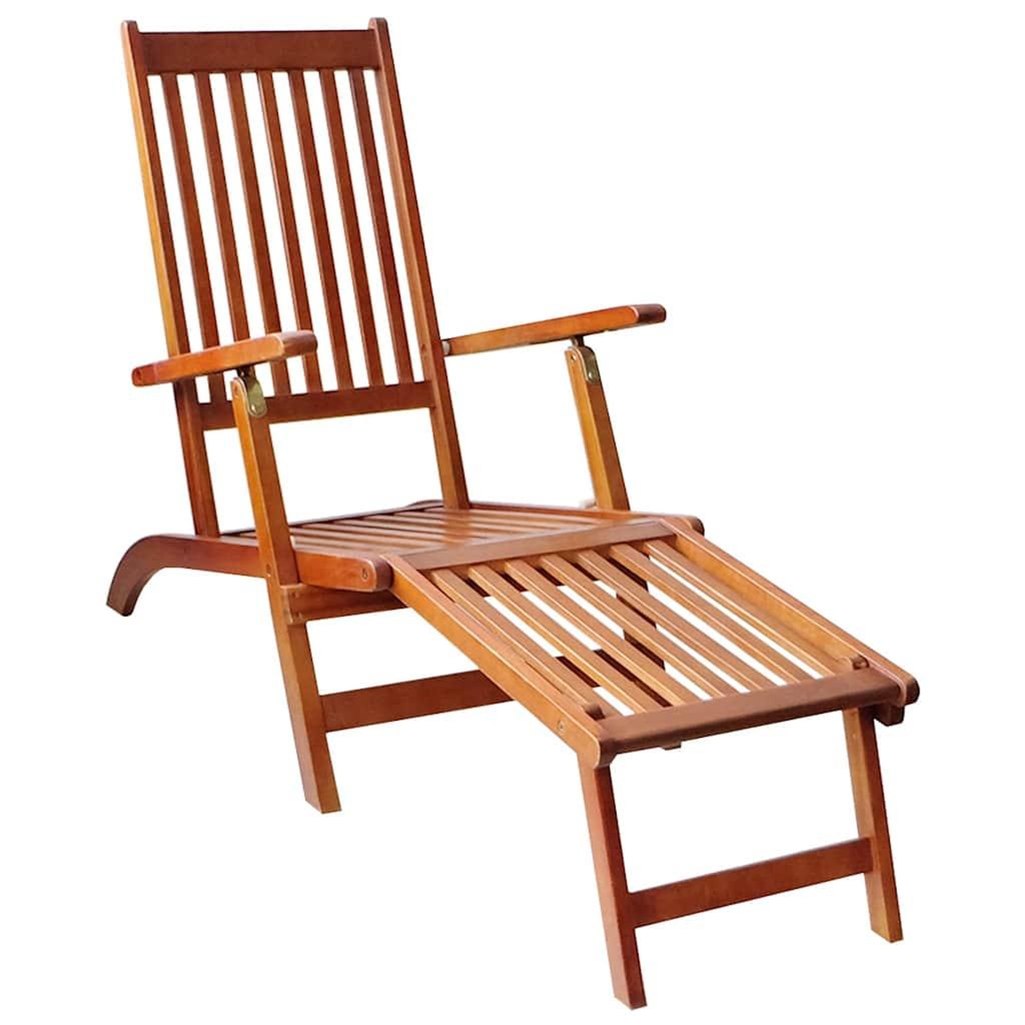 Voir la diapositive 2 : VIDAXL Chaise longue d'exterieur repose-pied et coussin Acacia solide