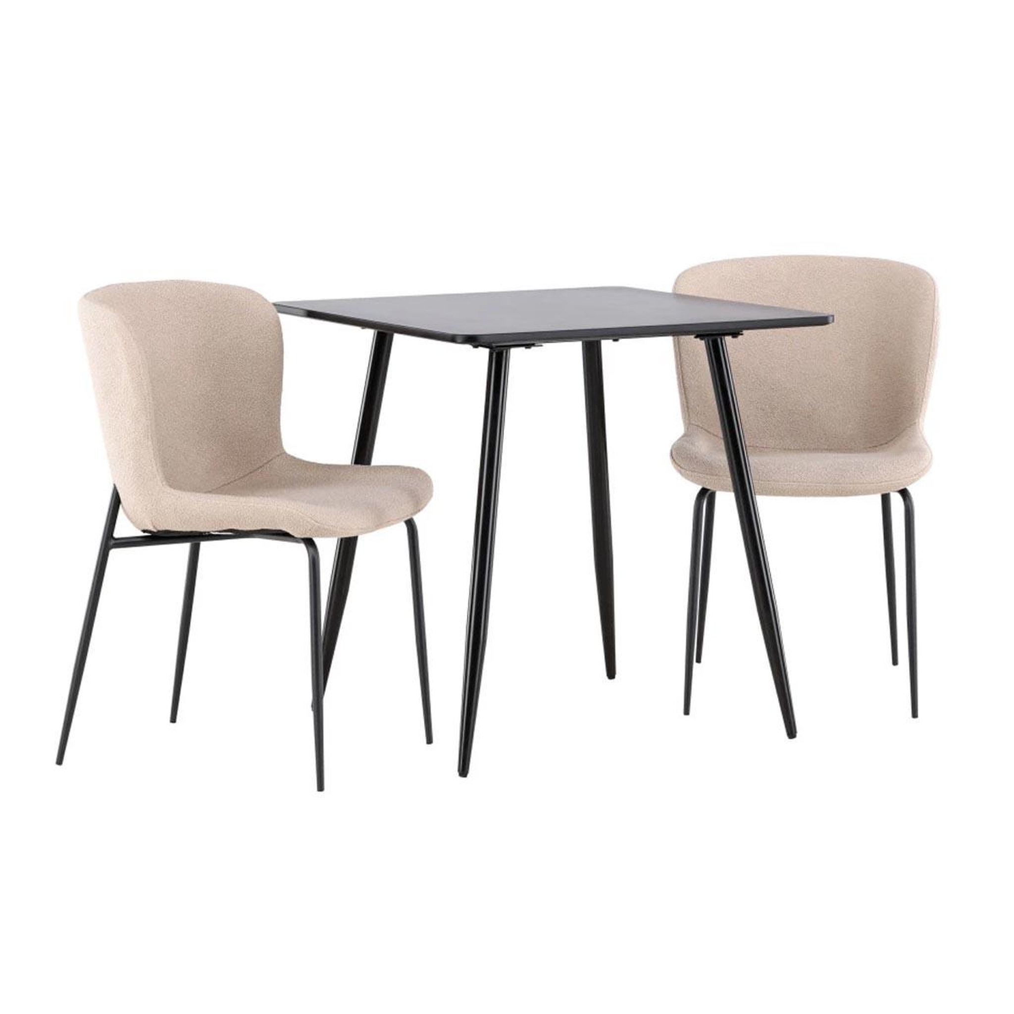Paris Prix Ensemble table à manger & 2 chaises  polar & modesto  75cm noir & beige
