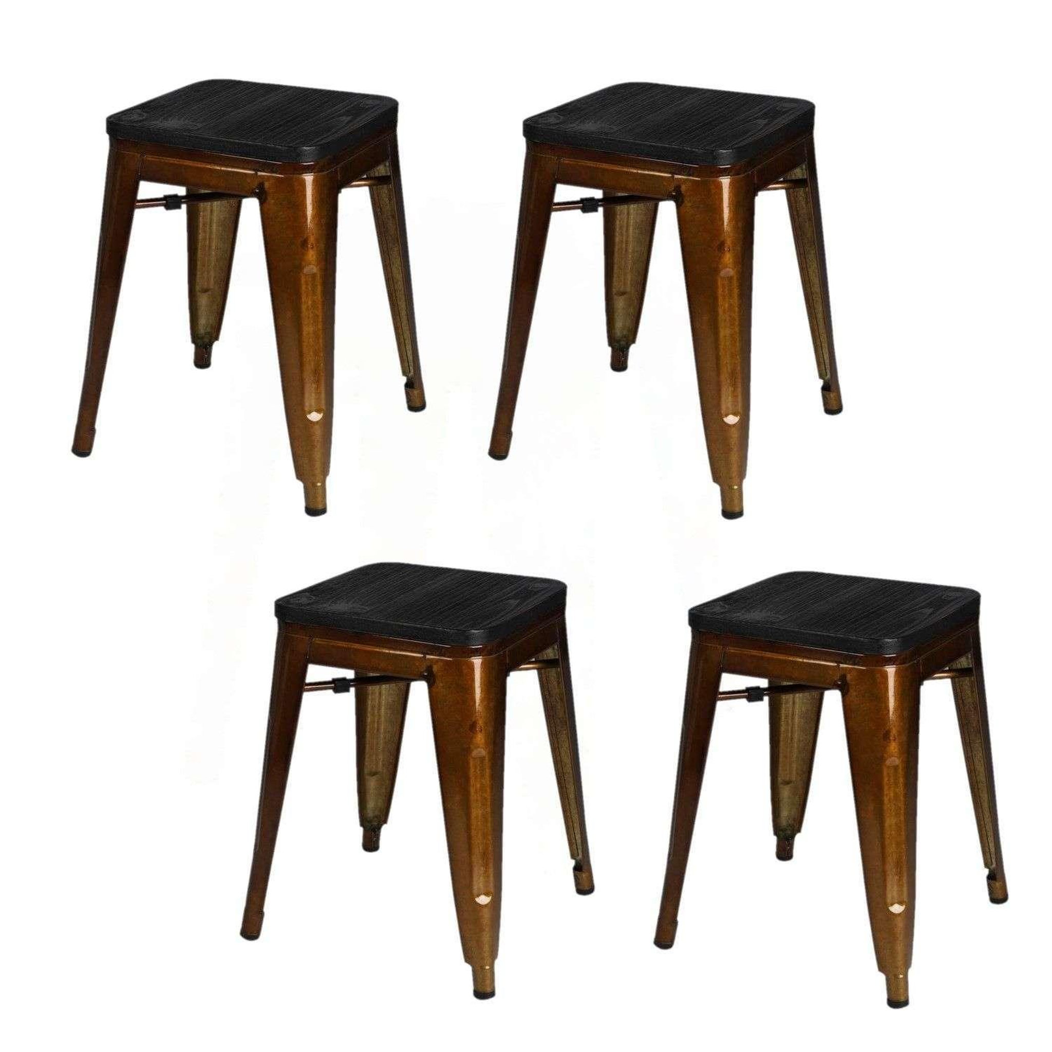 Voir la diapositive 1 : TOILINUX Lot de 4 tabourets vintage liv h46 cm - métal doré