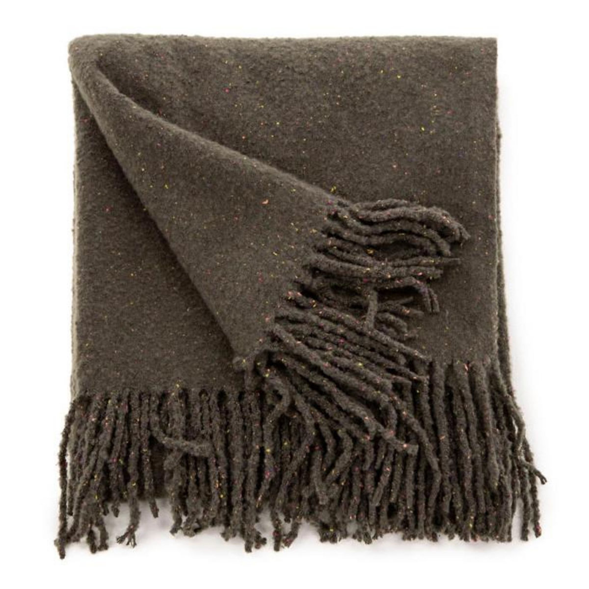 Paris Prix Plaid à Franges  Tilly  130x170cm Gris Foncé