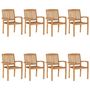 Voir la diapositive 2 : VIDAXL Chaises de jardin empilables avec coussins lot de 8 Teck solide