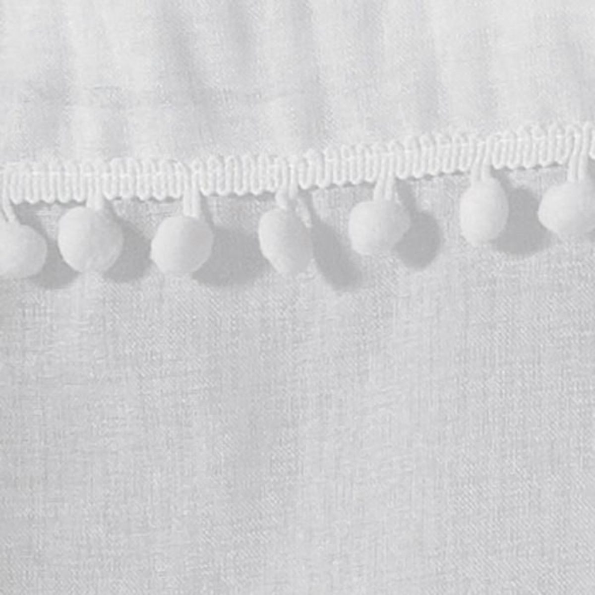 Paris Prix Rideau Voilage à Pompons  Poupette  140x240cm Blanc