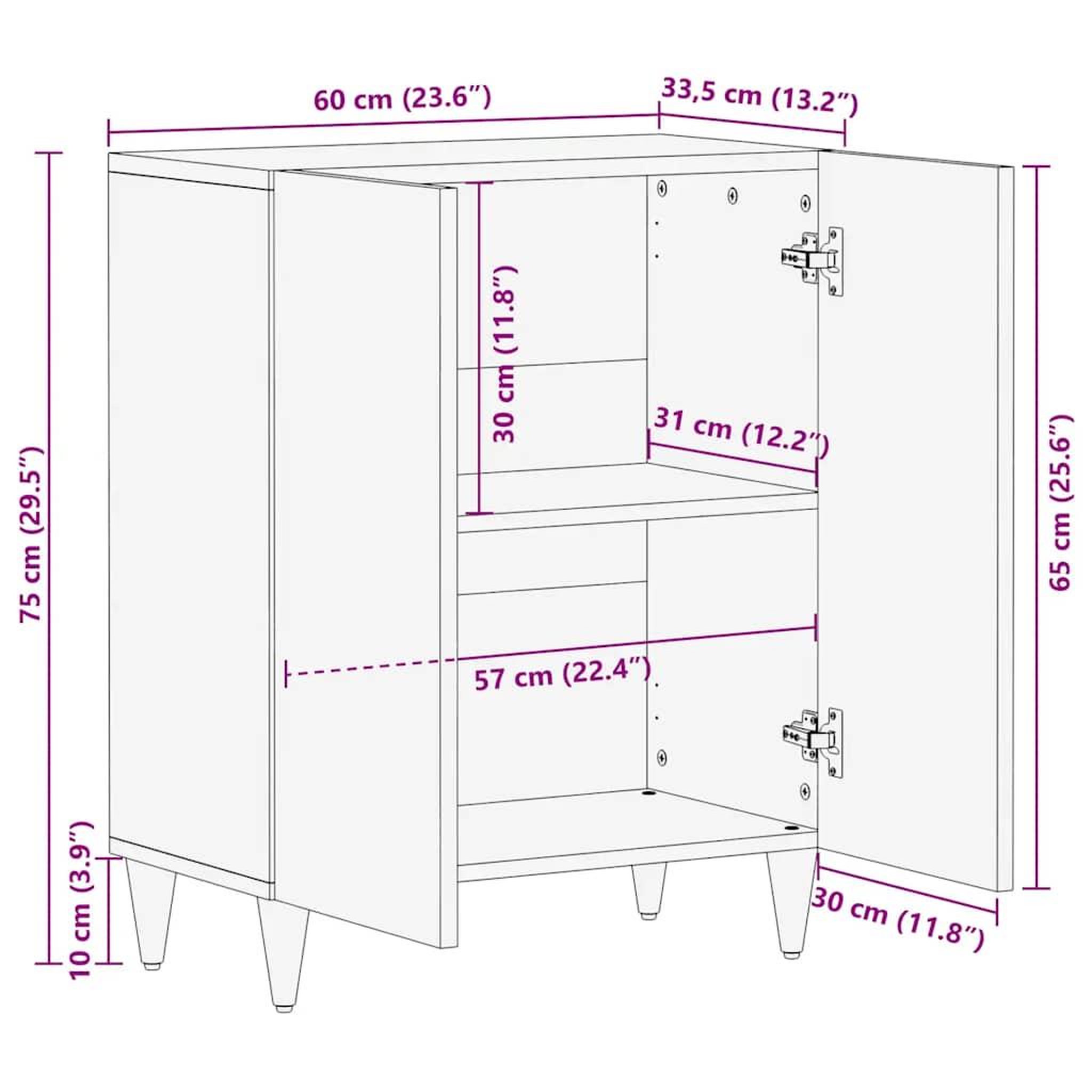 Voir la diapositive 6 : VIDAXL Buffet gris clair 60x33,5x75 cm bois de manguier massif