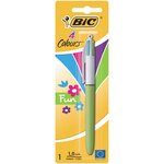 BIC Stylo bille 4 couleurs rétractable pointe moyenne Edition Fashion coloris aléatoire