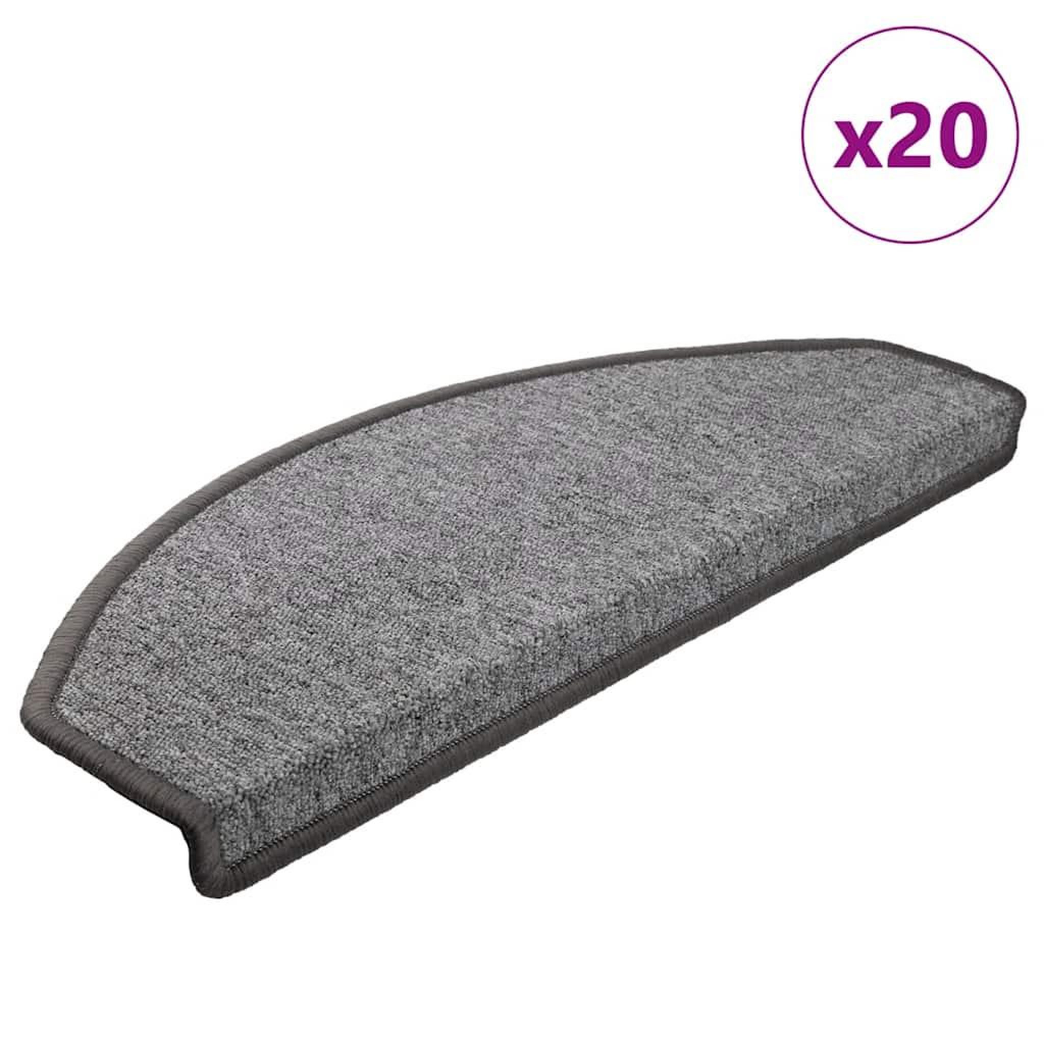 VIDAXL Tapis d'escalier 20 pcs gris fonce 65x24x4 cm