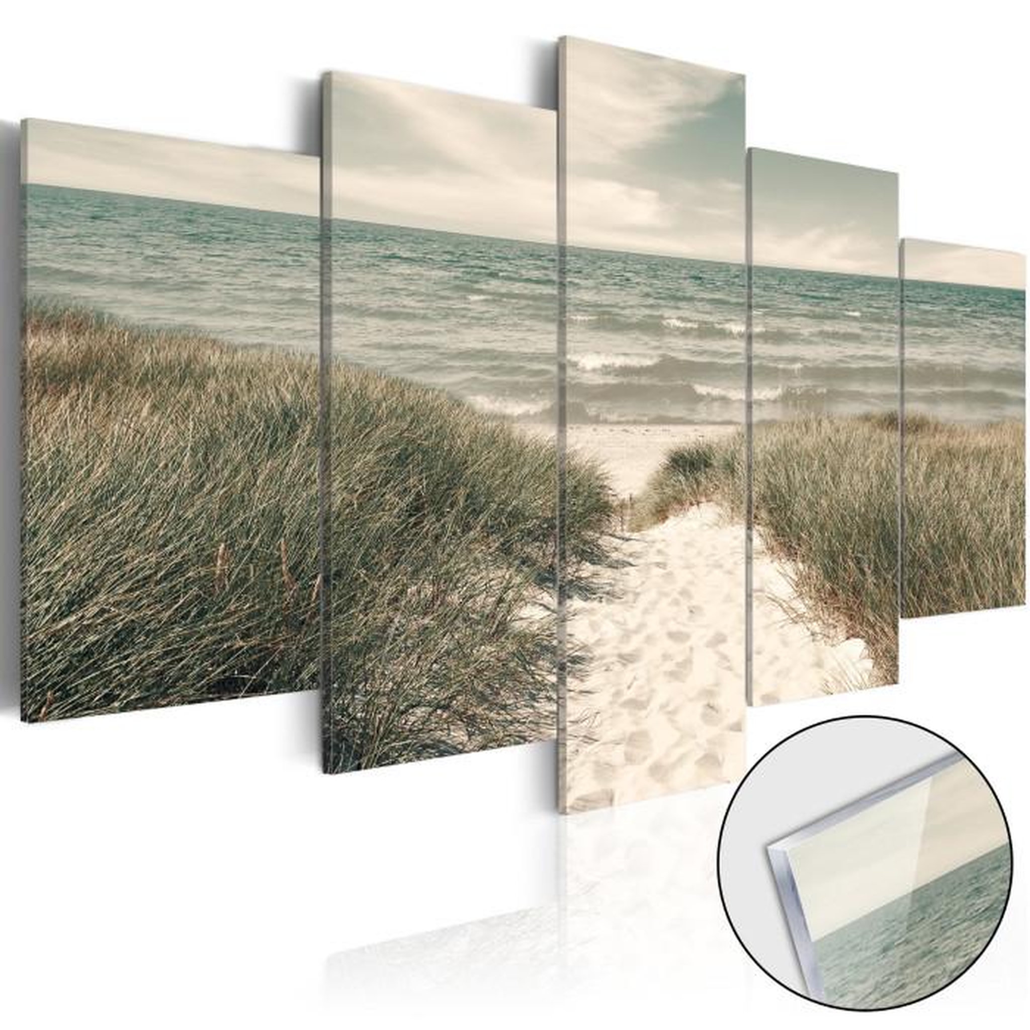 Paris Prix Tableau sur Verre Acrylique  Quiet Beach. Coloris disponibles : Multicolore