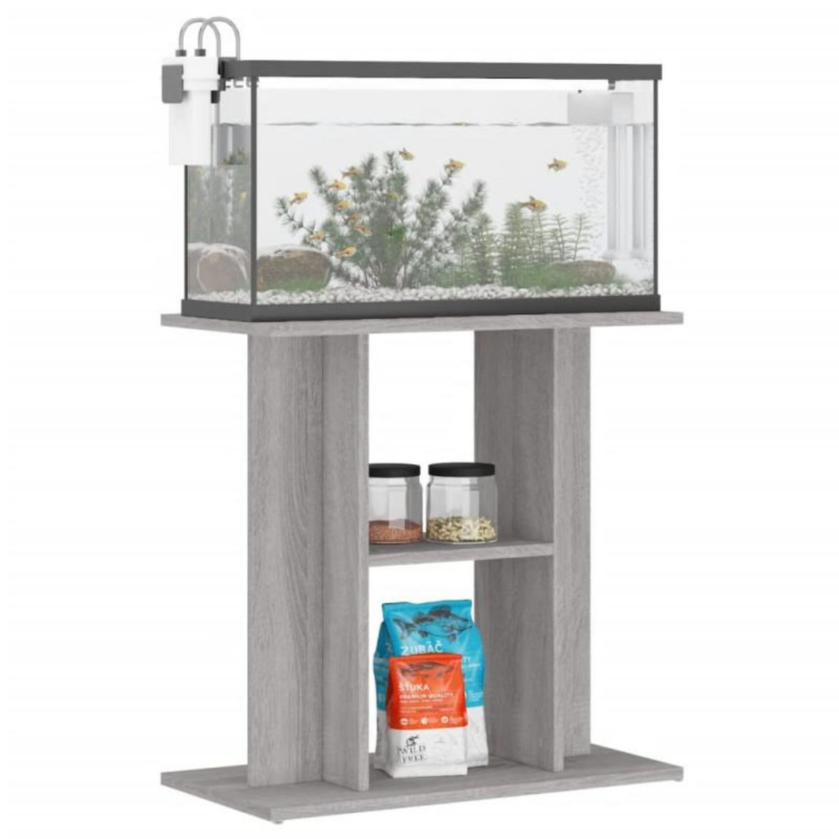 VIDAXL Support pour aquarium sonoma gris 60x30x60 cm bois d ingénierie