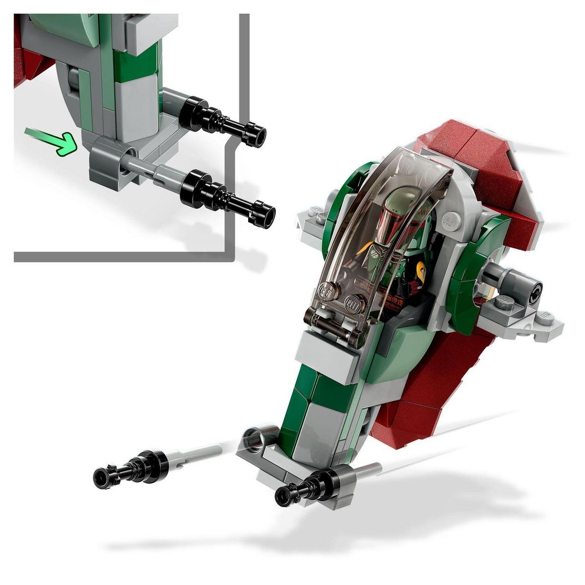 LEGO Star Wars 75344 Le micro vaisseau de Boba Fett,  Jouet Véhicule avec Lanceurs et Ailes Ajustables, Figurines, Le Mandalorien, Enfants 6 Ans