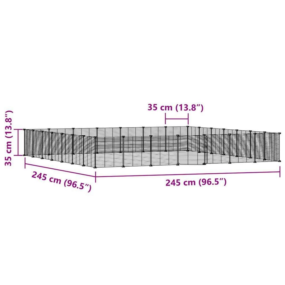 VIDAXL Cage animaux de compagnie a 28 panneaux et porte Noir 35x35 cm