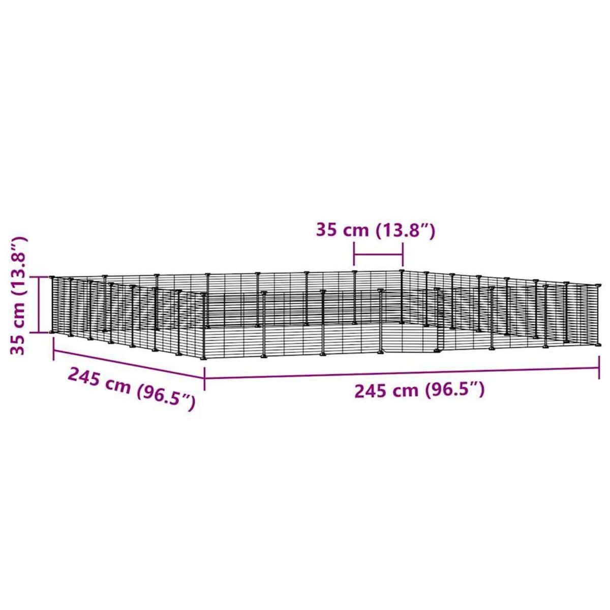 VIDAXL Cage animaux de compagnie a 28 panneaux et porte Noir 35x35 cm