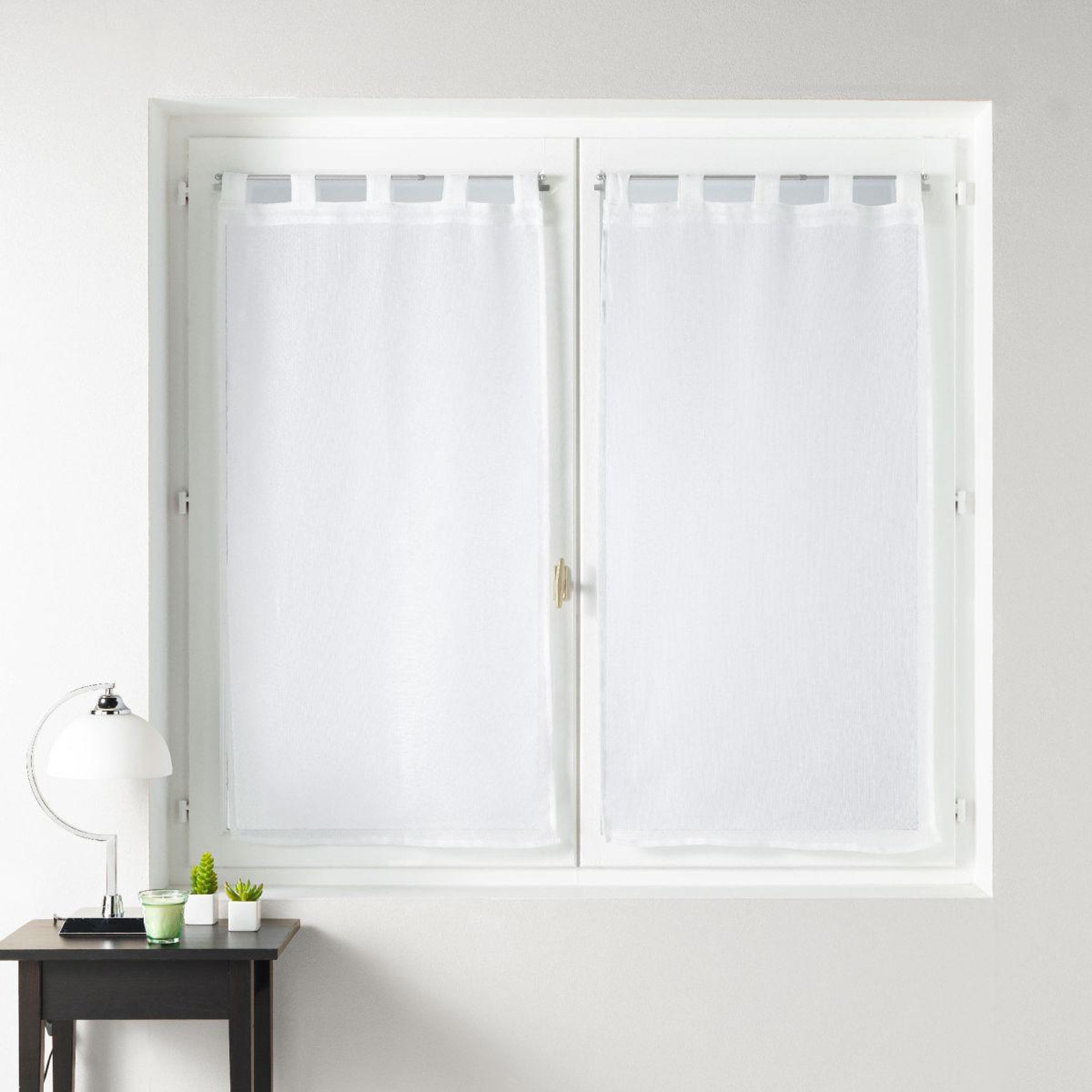 Voir la diapositive 3 : Douceur d'Intérieur Paire de voilages à passants  luminea  60x160cm blanc