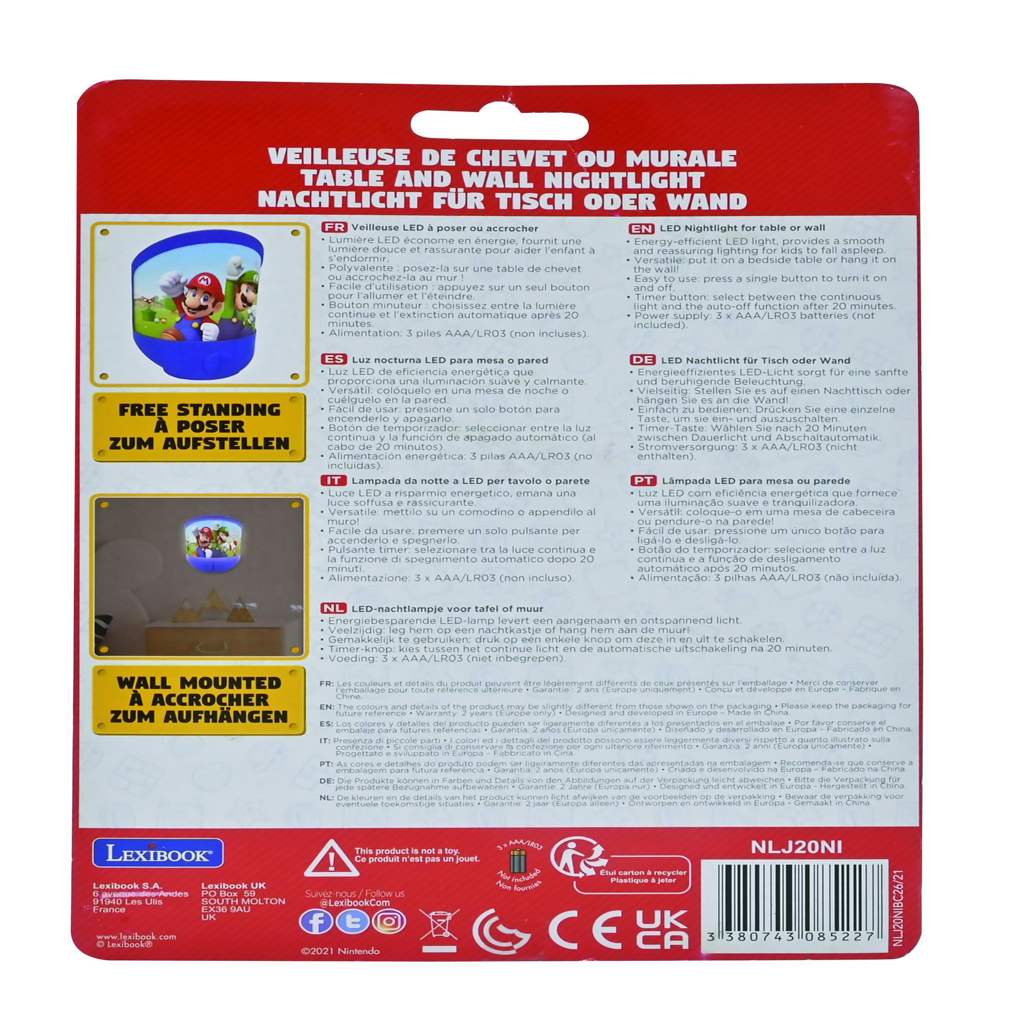 Voir la diapositive 5 : Lexibook Veilleuse de chevet ou murale Super Mario
