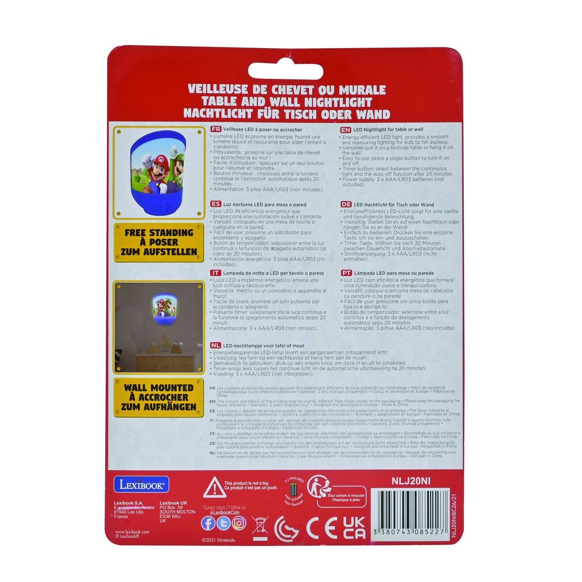 Lexibook Veilleuse de chevet ou murale Super Mario