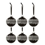 Paris Prix Lot de 6 Boules de Noël  Glace  8cm Noir & Argent