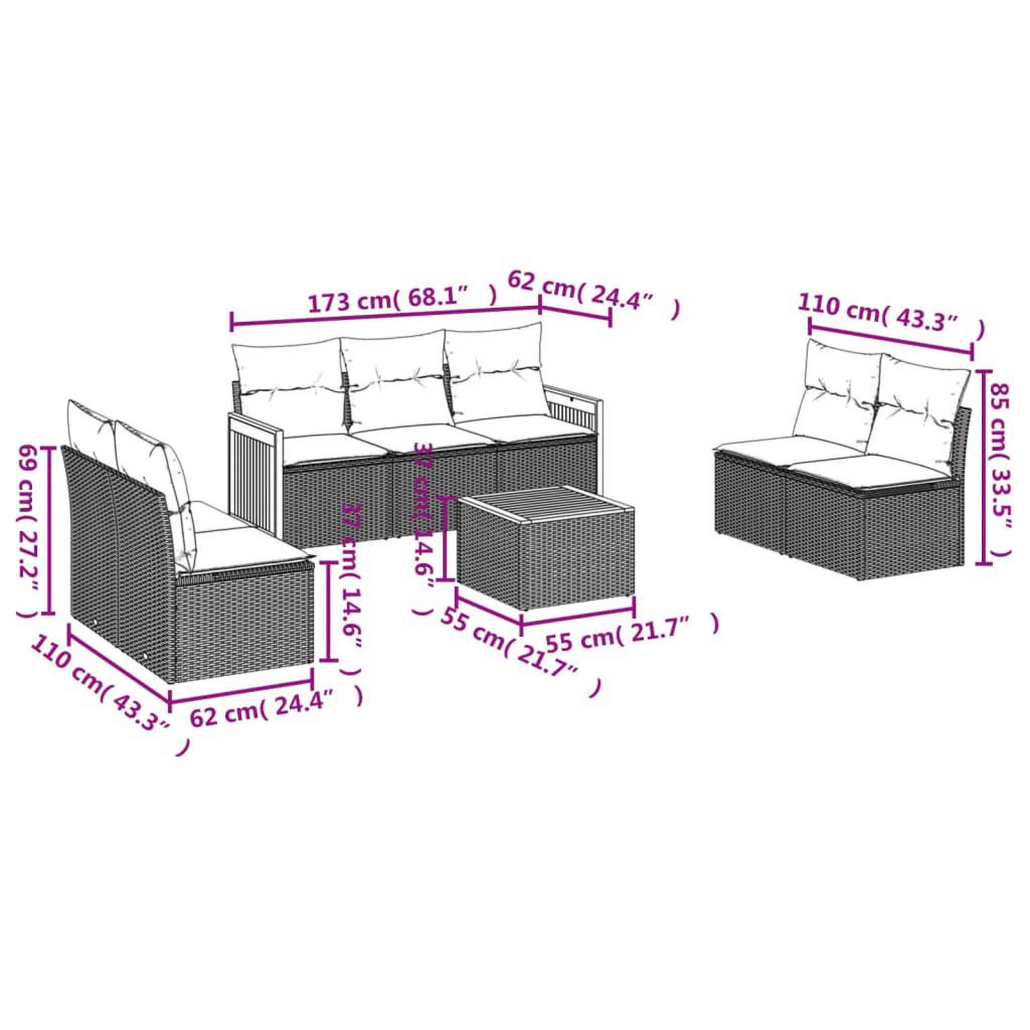 Voir la diapositive 3 : VIDAXL Salon de jardin 8 pcs avec coussins gris resine tressee