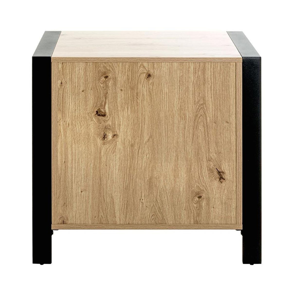 Paris Prix Table de Chevet 2 Tiroirs  Vicky  60cm Naturel & Noir