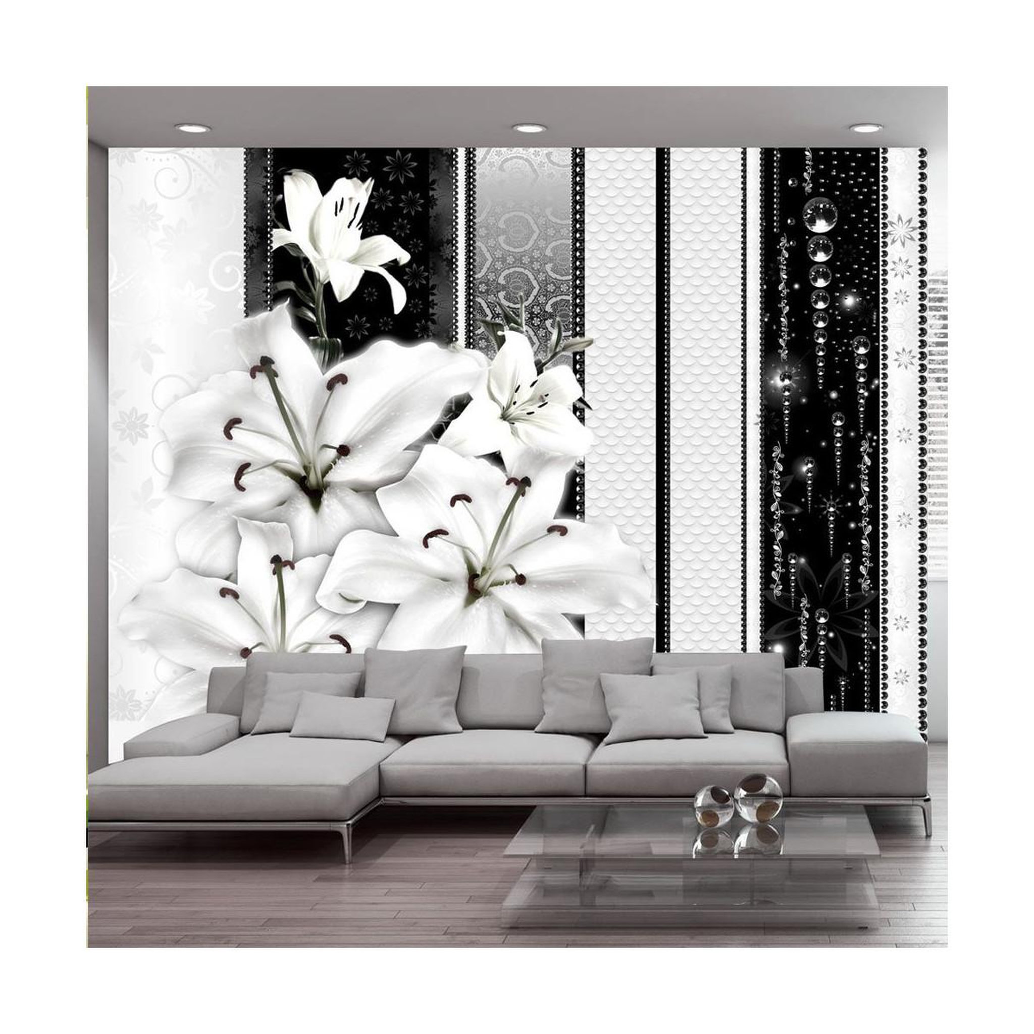 Paris Prix Papier peint  crying lilies in white. Coloris disponibles : Multicolore