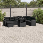 VIDAXL Salon de jardin 9 pcs avec coussins noir resine tressee