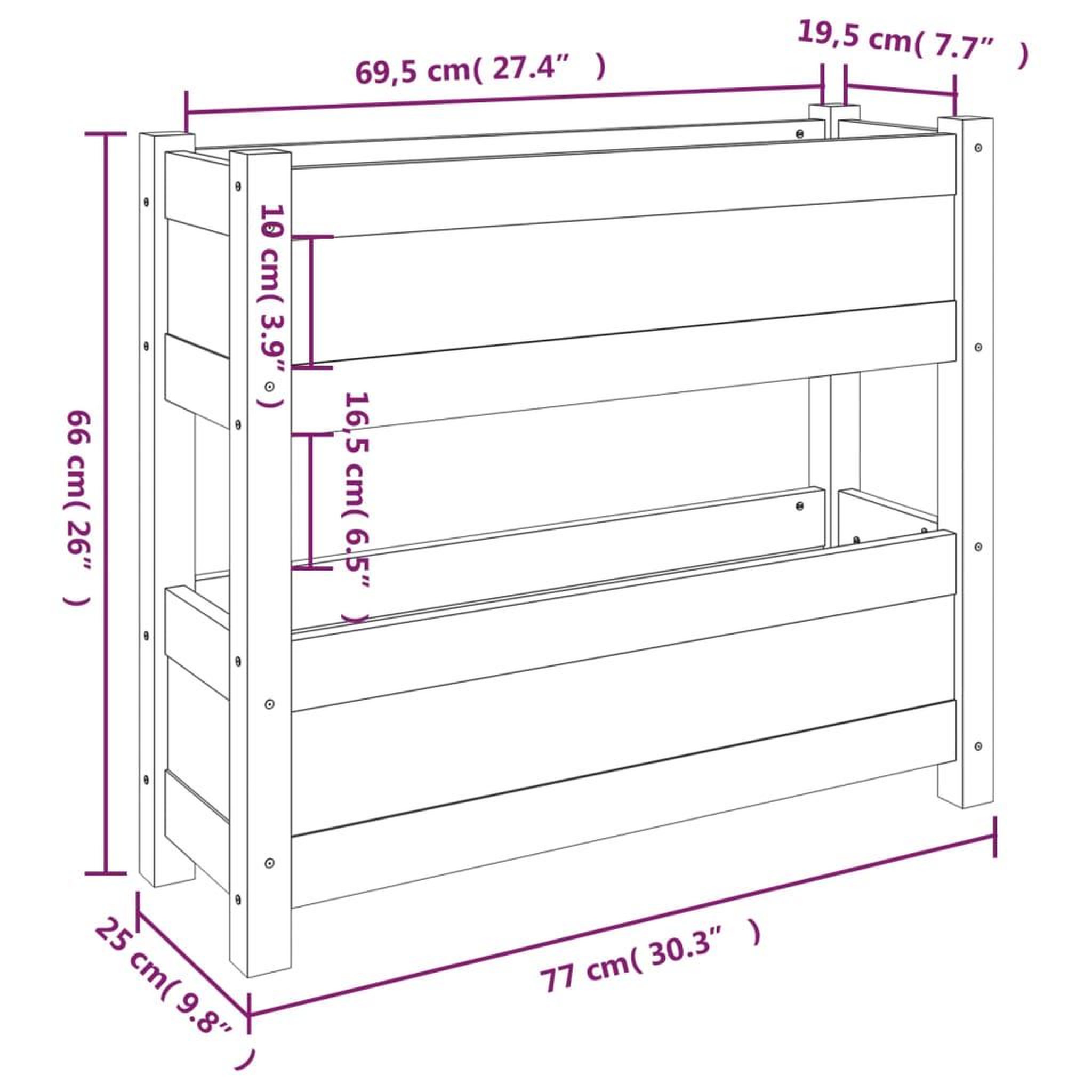 Voir la diapositive 6 : VIDAXL Jardiniere Gris 77x25x66 cm Bois massif de pin