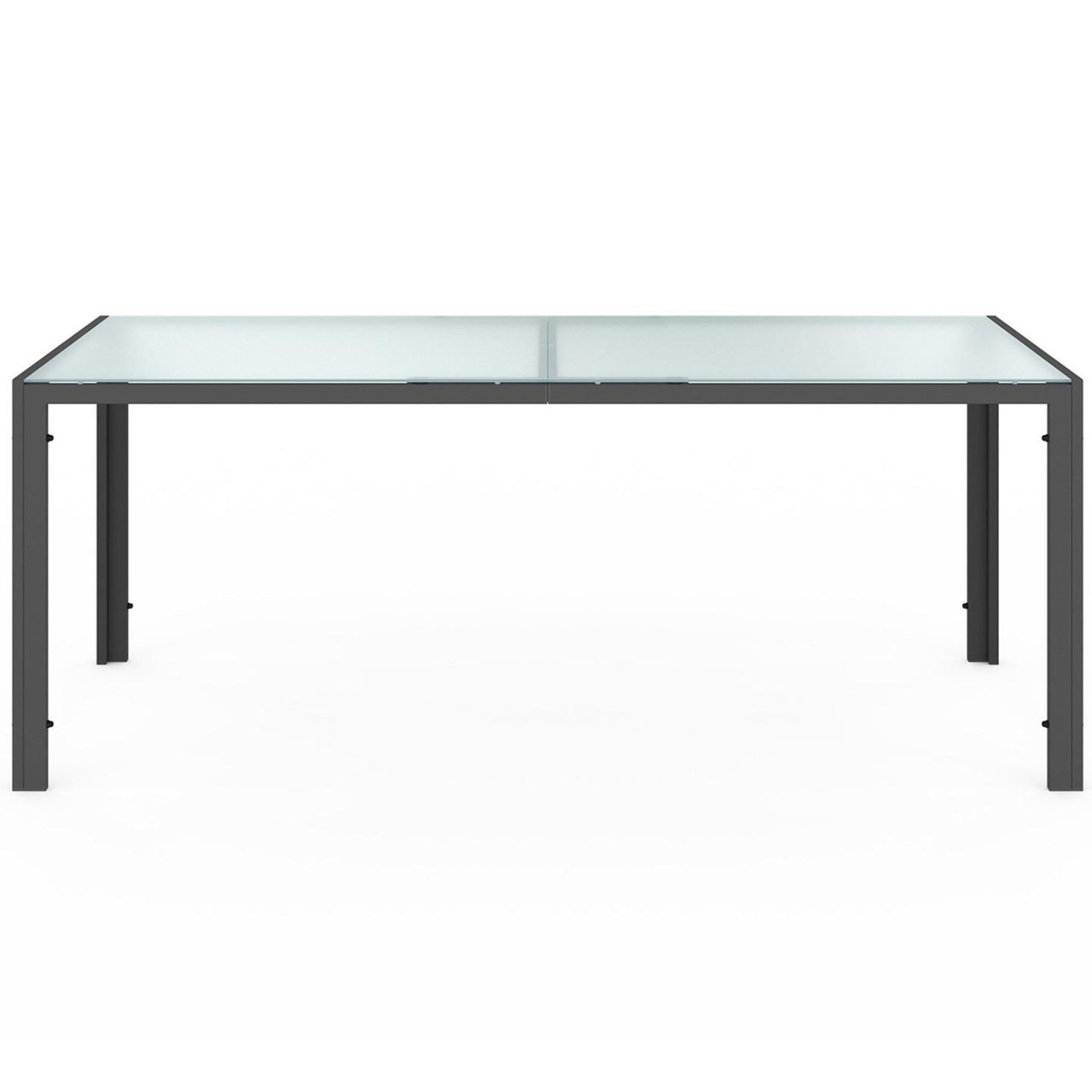Voir la diapositive 3 : ID MARKET Salon de jardin madrid table 190 cm et 8 chaises empilables gris anthracite plateau transparent