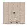 Voir la diapositive 3 : MARKET24 Armoire VEGA - Décor Chene Jackson - 4 portes + 3 tiroirs - L 195,5 x P 49,6 x H 200,4 cm