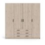Voir la diapositive 3 : MARKET24 Armoire VEGA - Décor Chene Jackson - 4 portes + 3 tiroirs - L 195,5 x P 49,6 x H 200,4 cm