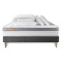 Voir la diapositive 2 : SEPTNUITS Pack matelas + sommier kit gris Memo Zen Mousse à mémoire de forme MAXI épaisseur + Couette + 2 oreillers