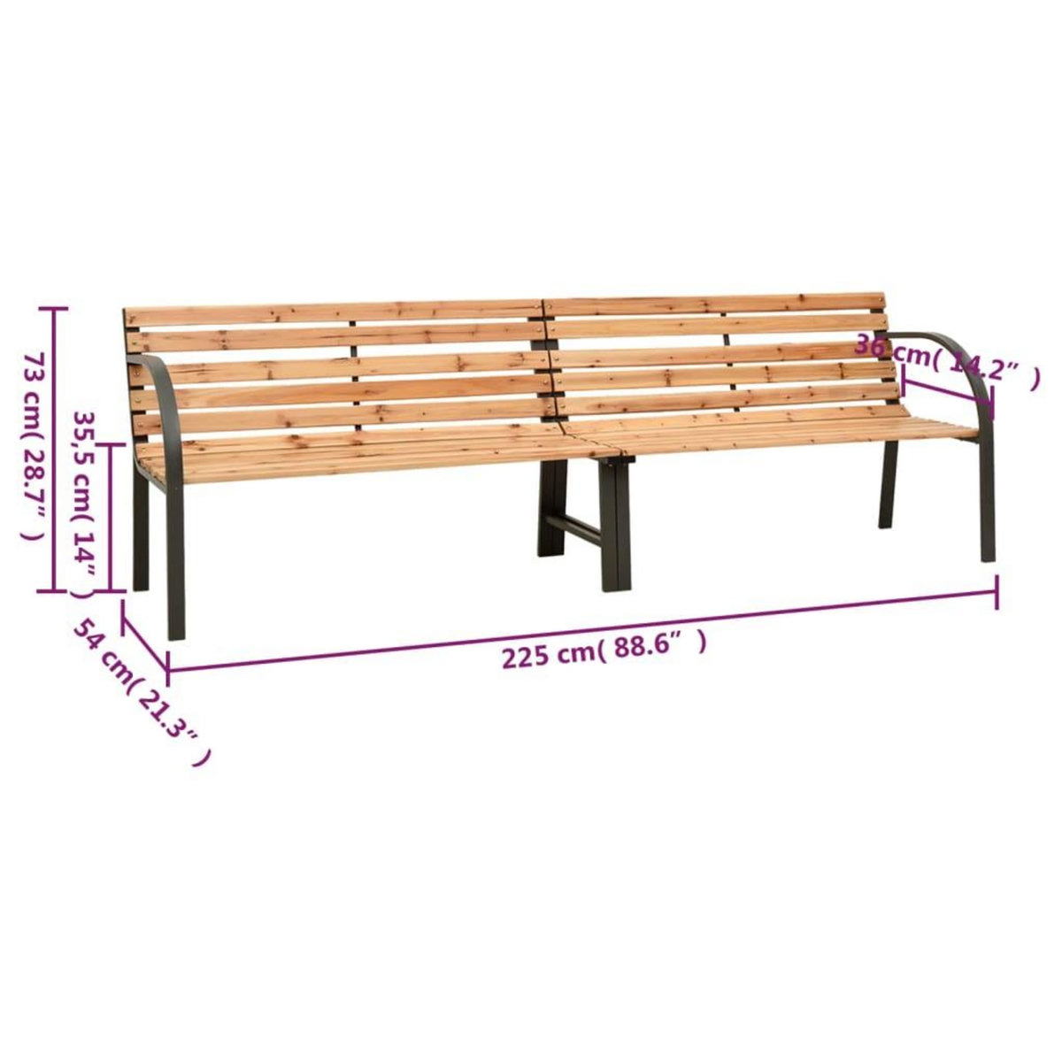 VIDAXL Banc double de jardin 225 cm Bois de sapin massif