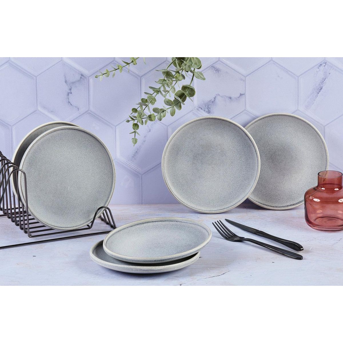 BJORN Assiette STONE Ø19cm - 6 pièces - Gris lune