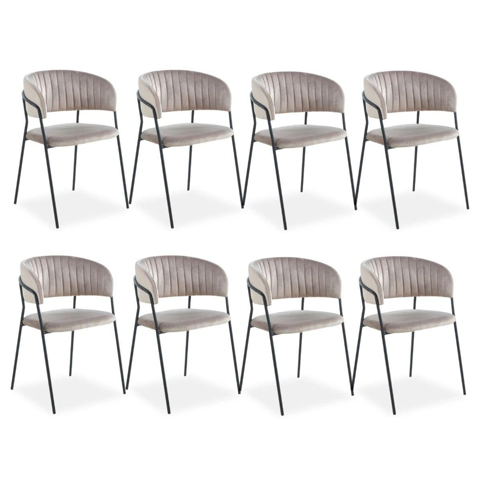 Paris Prix Lot de 8 chaises en velours  batora  79cm taupe & noir