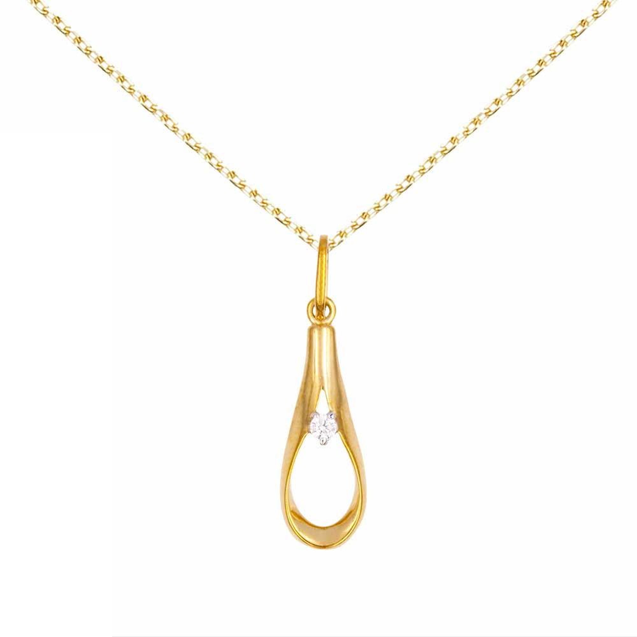L'ATELIER D'AZUR Collier - Pendentif Or Jaune Forme Goutte Serti d'un Zirconium