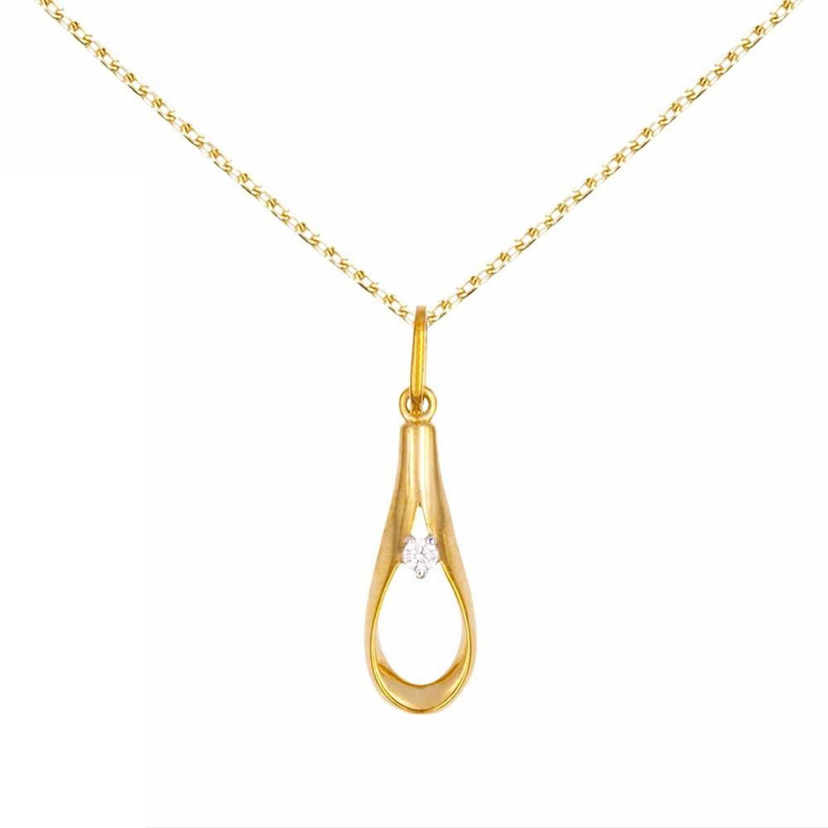 L'ATELIER D'AZUR Collier - Pendentif Or Jaune Forme Goutte Serti d'un Zirconium