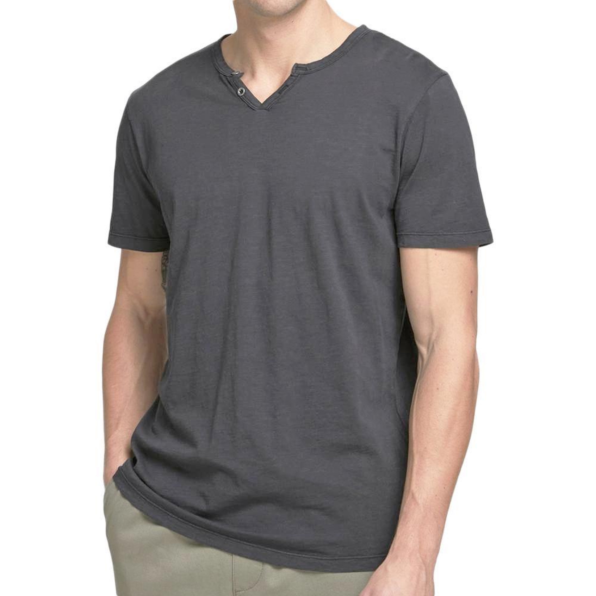 Jack & Jones T-shirt Gris Homme Jack & Jones Split Neck. Coloris disponibles : Gris