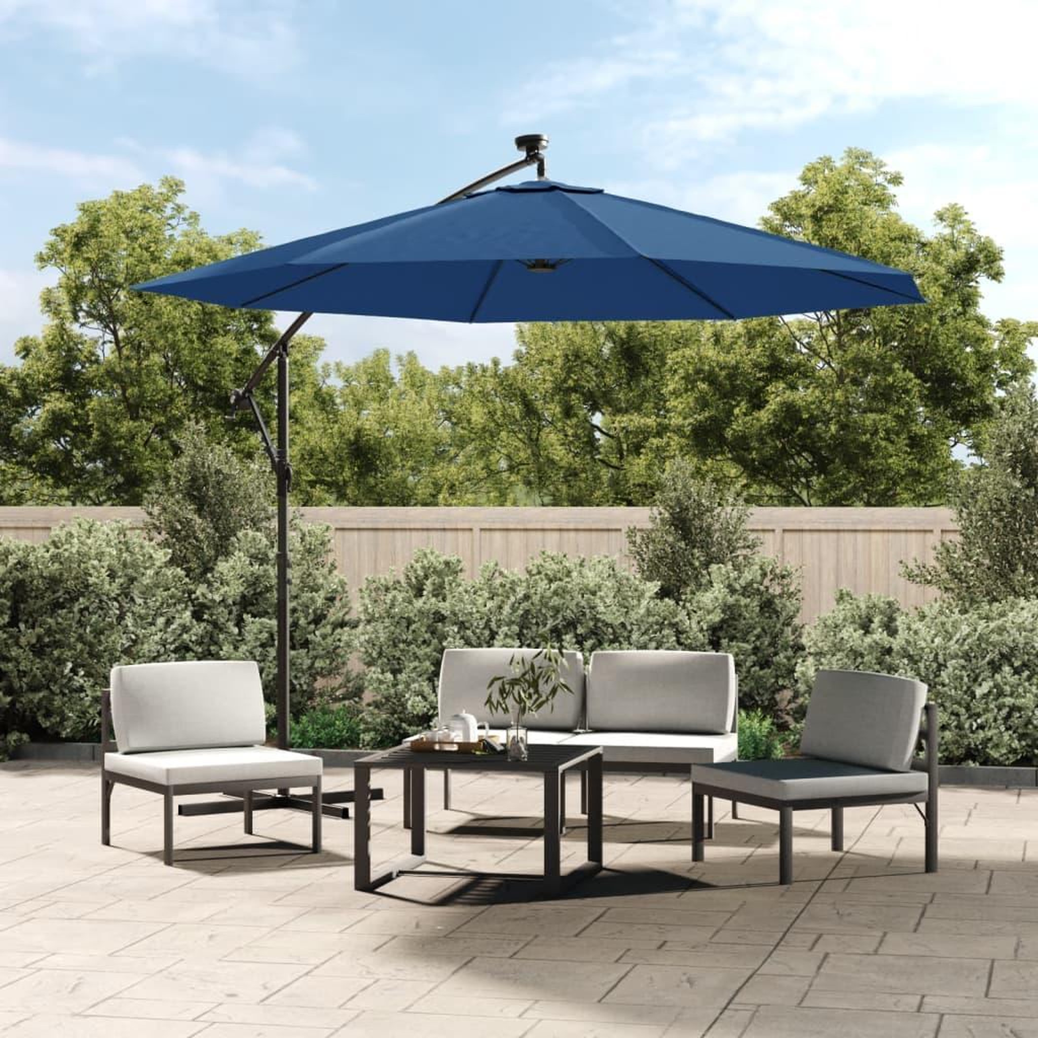VIDAXL Tissu de remplacement pour parasol deporte Bleu azure 350 cm