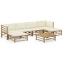 Voir la diapositive 1 : VIDAXL Salon de jardin 7 pcs avec coussins blanc creme bambou