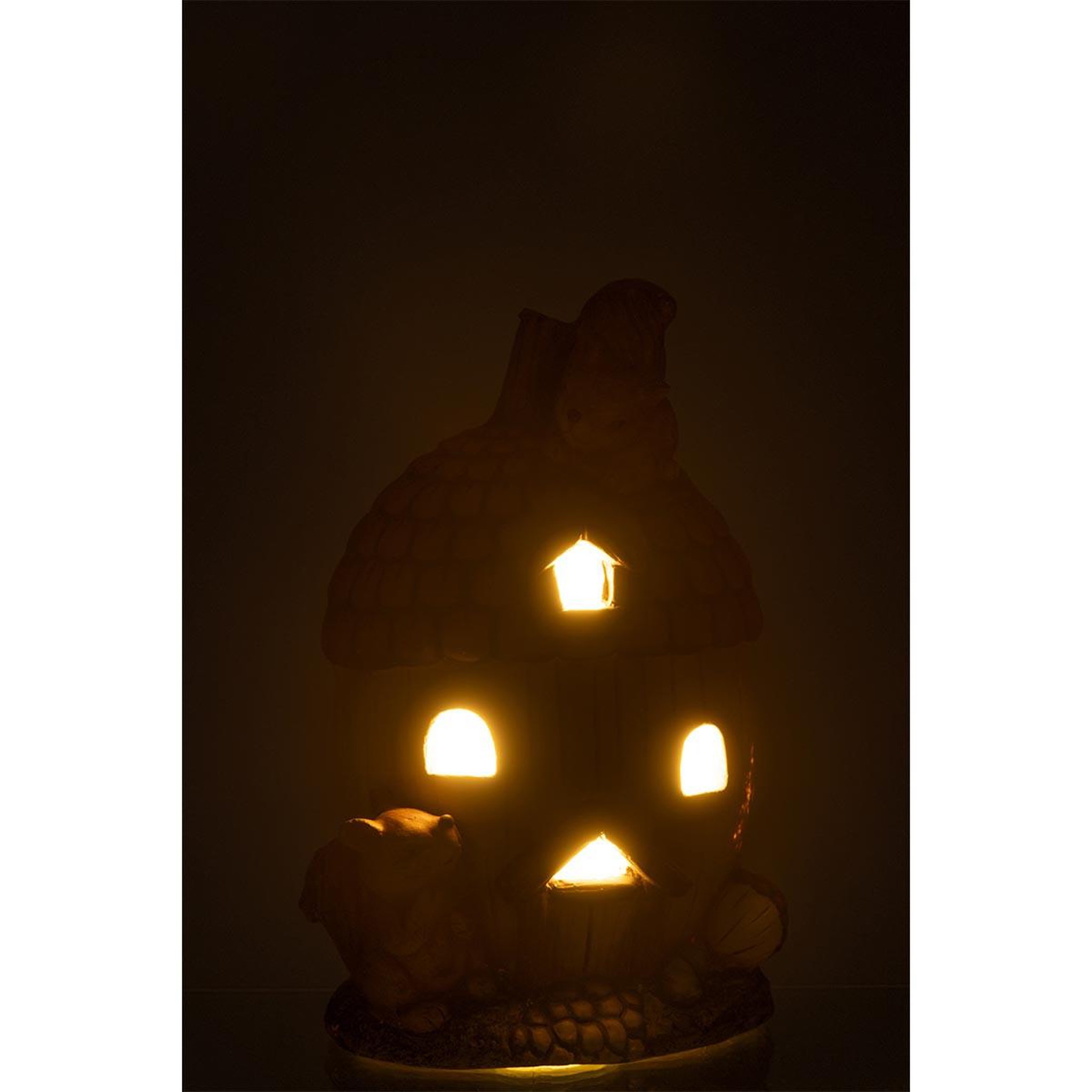 Voir la diapositive 3 : J-LINE Maison déco à led  gland  35cm marron
