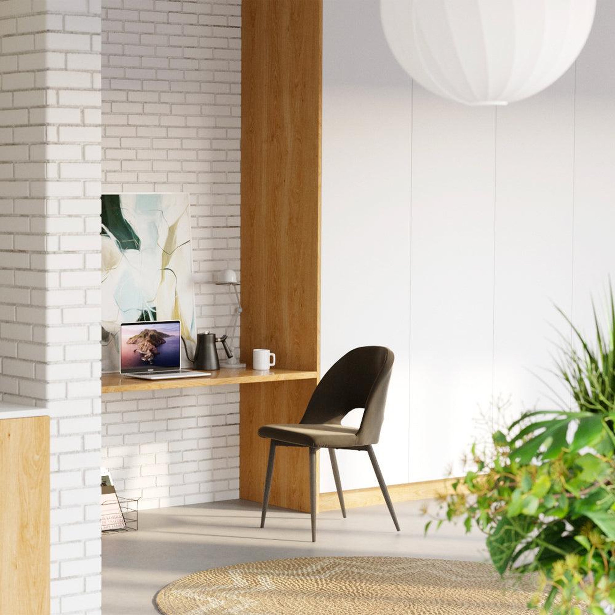 Voir la diapositive 6 : MAISON PAVANE Lot de 2 chaises en velours vert et pieds en métal noir-pénélope