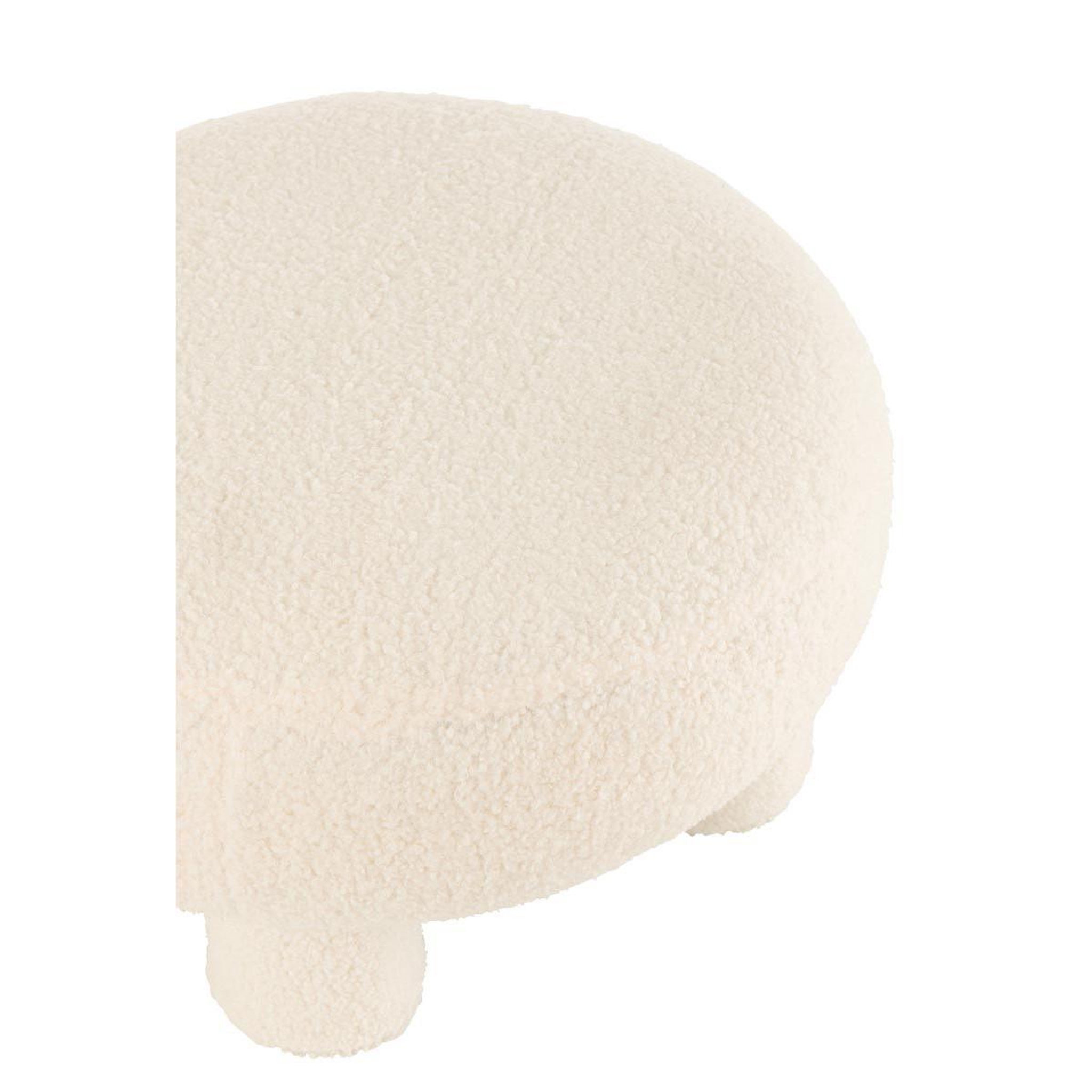 Voir la diapositive 3 : J-LINE Pouf rond bouclette  teddy  52cm blanc