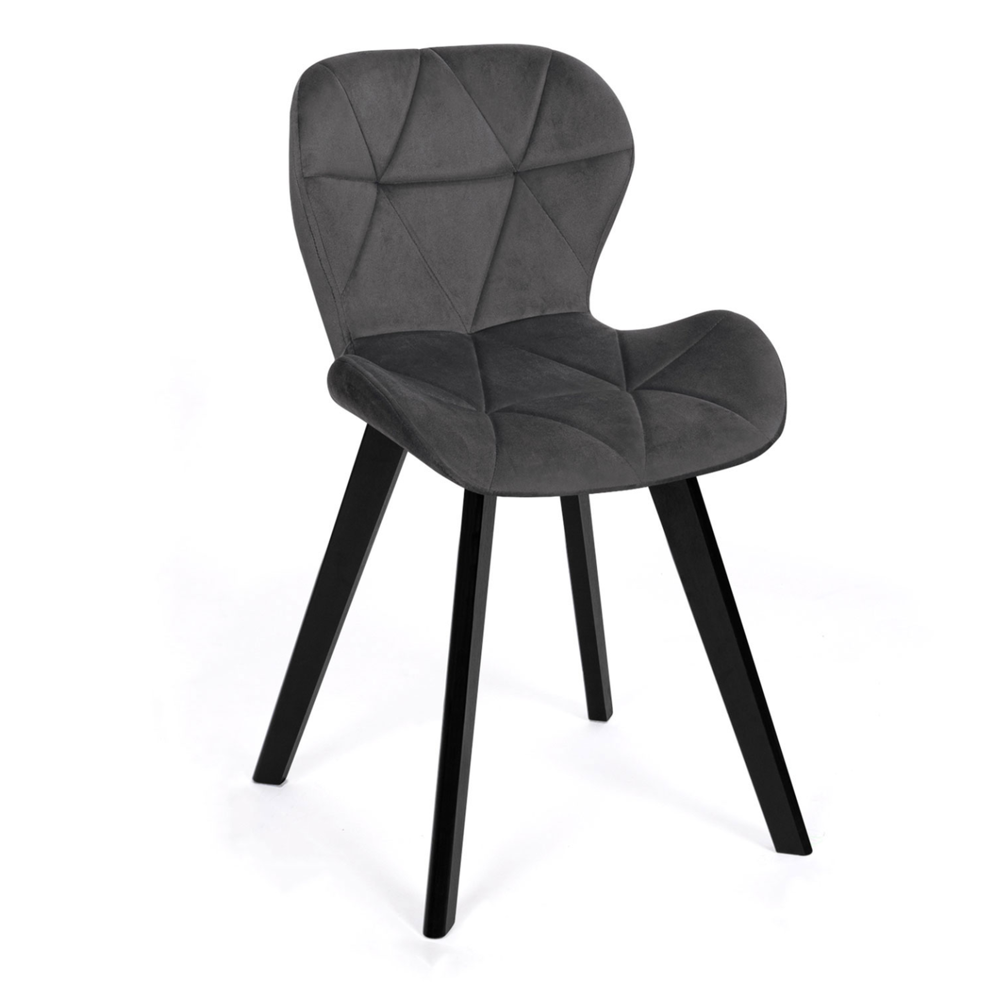 Voir la diapositive 3 : ID MARKET Lot de 4 chaises robine en velours gris foncé pieds noirs