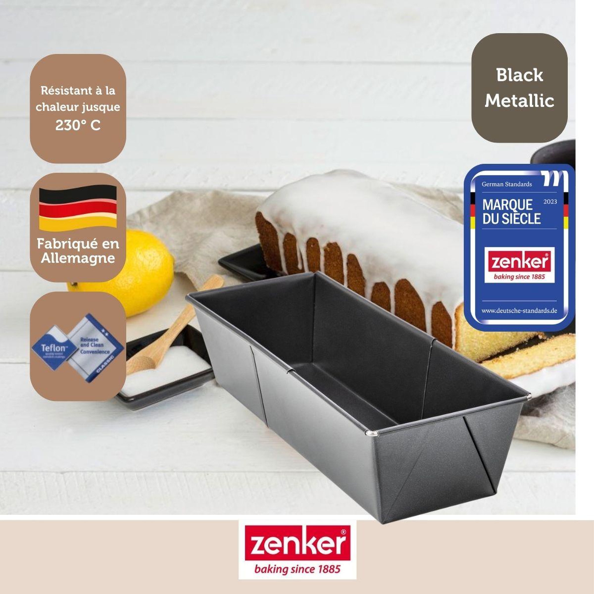 Voir la diapositive 2 : ZENKER Moule à cake extensible 20 à 35 cm zenker black metallic