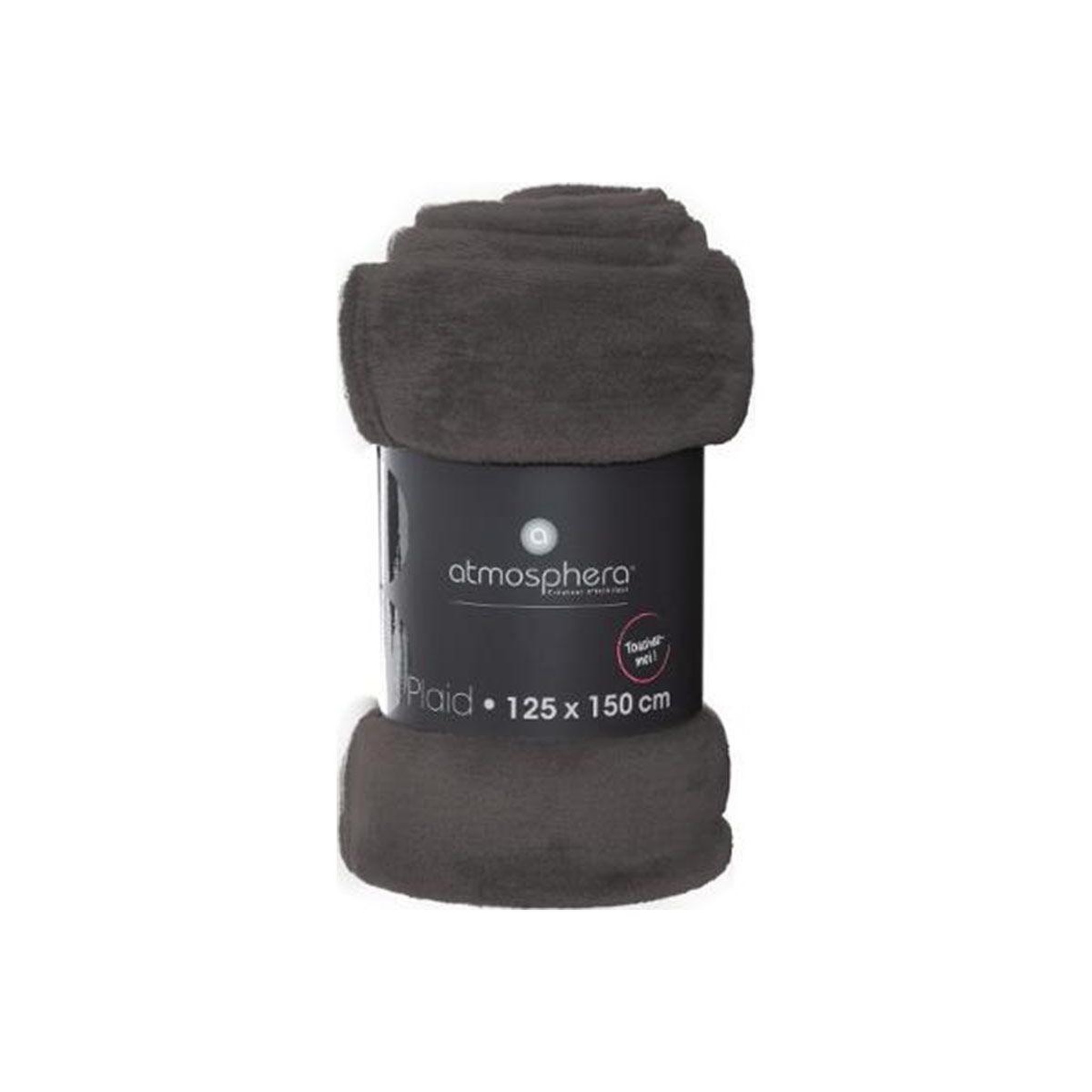 Voir la diapositive 4 : ATMOSPHERA Plaid doux uni  flanel  125x150cm gris foncé